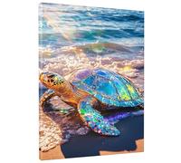 Lienzo iridiscente de tortuga, impresión colorida de criaturas oceánicas, decoración estética singular para sala de estar, dormitorio, cocina, sin marco, 8 x 12 pulgadas