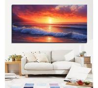 Lienzo marino para pared, impresión artística, murales de surf sobre las olas del océano, imágenes para sala de estar, oficina, decoración mural (50 x 102 cm/20 x 40in)