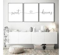 Lienzo minimalista con citas de dulces sueños en blanco y negro, con corazones y amor, para dormitorio infantil, pósteres, impresiones, imágenes de pared, 40 x 60 cm, 3 unidades, sin marco.