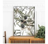 Lienzo minimalista con ramas de olivo y hojas, arte mural escandinavo, pósteres de arquitectura italiana, 50 x 75 cm, sin marco.