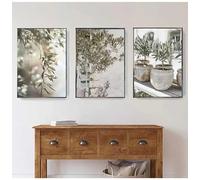 Lienzo minimalista con ramas de olivo y hojas, arte mural escandinavo, pósteres de arquitectura italiana, 50 x 70 cm, 3 piezas sin marco