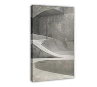 Lienzo minimalista de arquitectura de parque de patinaje de hormigón brutal para decoración de pared, pinturas para sala de estar, dormitorio, decoración de 30 x 45 cm