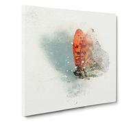 Lienzo moderno abstracto con diseño de mariposa naranja sobre un cardo para pared, listo para colgar, cuadro enmarcado para sala de estar, dormitorio, decoración del hogar, oficina, 35 x 35 cm