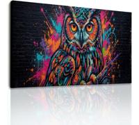 Lienzo moderno de graffiti para sala de estar, 160 x 80 cm, pintura de decoración de pared para dormitorio, búho, salpicaduras de tinta, ladrillo, póster impreso, lienzo impreso, comedor, oficina