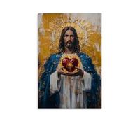 Lienzo moderno del Sagrado Corazón de Jesús para pared, impresión clásica de pintura cristiana de Cristo, decoración minimalista de Dios, ideal para sala de oración, estudio, pasillo, decoración