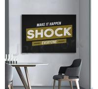 Lienzo motivacional para pared, diseño de "Trabaja más duro", impactante, para todos, negro, amarillo, emprendedor, padrastro, decoración del hogar (30 x 50 cm, sin marco)