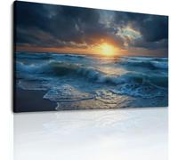 Lienzo multicolor para pared, olas del océano, playa, decoración de pared, pinturas para sala de estar, dormitorio, oficina, paisaje costero, puesta de sol, imágenes para regalo de inauguración de la