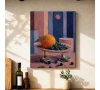 Lienzo naranja para pared de cocina, moderno bodegón de arándanos, impresiones artísticas naranjas de verano, imágenes de pared para colgar, comedor, desayuno, rincón, restaurante, decoración de 40,6