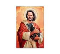 Lienzo nórdico moderno para pared, póster de Keanu Reeves Meme Jesus, impresiones para decoración del hogar, imágenes para sala de estar, decoración única (60x80cm/sin marco)
