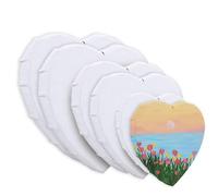 Lienzo para pintar, 6 piezas de lienzo en forma de corazón con marco de madera de 4/6/8 pulgadas Juego de lienzos de algodón para pinturas acrílicas al óleo y decoración del hogar (blanco)