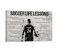 Lienzo personalizado con lecciones de vida de fútbol, número de nombre personalizado, regalo de inspiración de fútbol para niño y hombre, 50 x 75 cm