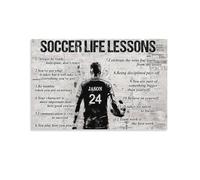 Lienzo personalizado con lecciones de vida de fútbol, número de nombre personalizado, regalo de inspiración de fútbol para niño y hombre, 30 x 45 cm