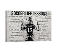 Lienzo personalizado con lecciones de vida de fútbol, regalo de fútbol para niña, 60 x 90 cm