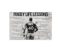 Lienzo personalizado con lecciones de vida de rugby, impresión de póster de rugby, número de nombre personalizado, regalo de rugby para niños y hombres, 40 x 60 cm