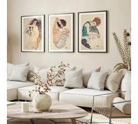 Lienzo pintado vintage con retrato de figura desnuda, impresión de Egon Schiele, póster, arte abstracto para pared, decoración del hogar, sala de museo (60x90cm-3 piezas)