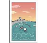 Lienzo póster Cartel de viaje vintage France Socoa Le Fort Pintura en lienzo Decoración del hogar Mural Sala de murales Sin marco 50x75cm