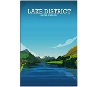Lienzo Póster England Lake District Mountains Vintage Viaje Póster Retro Pared Arte Arte Imprimir Hogar Decoración Habitación Decoración Sin Marco 40x60cm