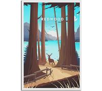 Lienzo Póster Redwood National Park California Vintage Viaje Póster Retro Pared Arte Arte Imprimir Hogar Decoración Habitación Decoración Sin Marco 60x90cm