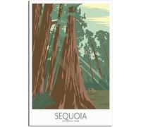 Lienzo Póster Sequoia National Park California Vintage Viaje Póster Retro Pared Arte Arte Imprimir Hogar Decoración Habitación Decoración Sin Marco 40x60cm