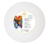 Lienzo redondo con bastidor de 50 cm (1 kg), marco de madera auténtica, sin deformaciones, tensado a mano, 380 g de algodón, imprimado, hecho a mano en Alemania