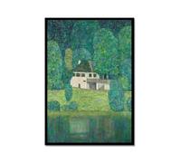 Lienzo retro de Gustav Klimt con paisaje de arte vintage Art Nouveau Green Garden Print Classic Famous Painting Poster para sala de estar, decoración del hogar (SKU16, 30 x 45 cm), marco de metal