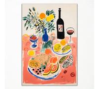 Lienzo retro para pared, póster de cocina vintage, póster de comida para mesa de comedor, arte abstracto de pared de frutas, imagen de vino para decoración de carrito de bar, pintura botánica de