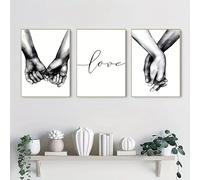 Lienzo romántico en blanco y negro con citas de amor, póster de arte de pared, imagen impresa para la pared del hogar 20x30cmx3 Sin marco