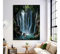 Lienzo Turquesa Para Dormitorio Sala De Estar, Pósters De Arte De Pared 70X100Cm, Valle De Las Cascadas, Sin Marco, Imágenes Estéticas, Paisaje Natural Pósteres Para Pared