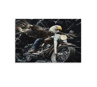 Lienzo vintage de águila para pared, acuarela de animales, pintura genial de motocicleta sobre lienzo, póster impreso, decoración para el hogar, sala de estar, dormitorio, decoración de pared, sin