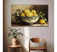 Lienzo vintage de limonero, pera, granada, bodegón de fruta, póster de cocina, arte de pared, decoración del hogar (35 x 50 cm)