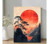 Lienzos con estampados de paisajes japoneses, arte abstracto moderno con un toque dramático (70x100cm)