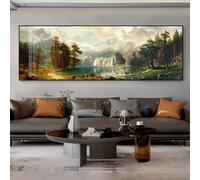 Lienzos con estampados modernos de montañas nevadas, lagos, bosques y animales. Láminas horizontales grandes para decoración del hogar (10x30cm/Sin marco).