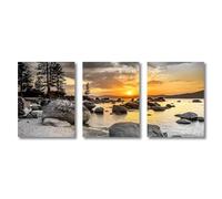 lienzos con imágenes de paisajes naturales, atardeceres en el mar y la playa Pósteres e impresiones para decoración de paredes en la sala de estar (50x70cm/marco interno)