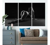 Lienzos de desnudos, impresiones en negro, arte femenino, foto en lienzo, arte de mujer desnuda, impresiones de mujeres, lienzo para dormitorio, imágenes artísticas de 60 x 80 cm x 3 cm con marco