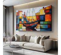 Lienzos decorativos 100l x50an cm Sin marco Cuadro Sobre Lienzo Moderno Arte geométrico de barcos Dormitorio Cocina Cuadros Pared Imágenes Cuadros Decoracion Salon Wall Color