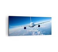 Lienzos decorativos 100x40cm Cuadro Sobre Lienzo Moderno Avión cielo nubes vuelo Grande Dormitorio Cocina Cuadros Pared Imágenes Cuadros Decoracion Salon Wall Art Prints Decor Canvas AB100x40-2723