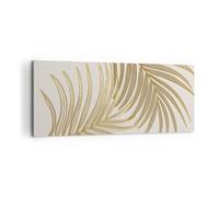 Lienzos decorativos 100x40cm Cuadro Sobre Lienzo Moderno Dorado Hojas Palmeras Grande Dormitorio Cocina Cuadros Pared Imágenes Cuadros Decoracion Salon Wall Art Prints Decor Canvas AB100x40-4738