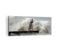 Lienzos decorativos 100x40cm Cuadro Sobre Lienzo Moderno Faro océano tormenta Grande Dormitorio Cocina Cuadros Pared Imágenes Cuadros Decoracion Salon Wall Art Prints Decor Canvas AB100x40-2442