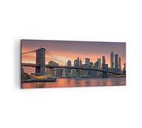 Lienzos decorativos 100x40cm Cuadro Sobre Lienzo Moderno Nuevo york puente noche Grande Dormitorio Cocina Cuadros Pared Imágenes Cuadros Decoracion Salon Wall Art Prints Decor Canvas AB100x40-4048