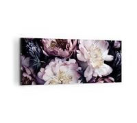 Lienzos decorativos 100x40cm Cuadro Sobre Lienzo Moderno Paeoniaceae Violeta color Flores Grande Dormitorio Cocina Cuadros Pared Imágenes Cuadros Decoracion Salon Wall Art Prints Decor AB100x40-5076