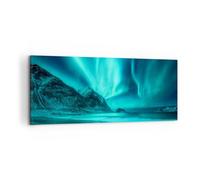 Lienzos decorativos 100x40cm Cuadro Sobre Lienzo Moderno Paisaje Polo Norte Auroras Boreales Grande Dormitorio Cuadros Pared Imágenes Cuadros Decoracion Salon Wall Art Prints Decor AB100x40-5321