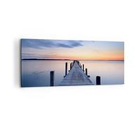 Lienzos decorativos 100x40cm Cuadro Sobre Lienzo Moderno Puesta del sol lago agua puente Grande Dormitorio Cocina Cuadros Pared Imágenes Cuadros Decoracion Salon Wall Art Prints Decor AB100x40-2508