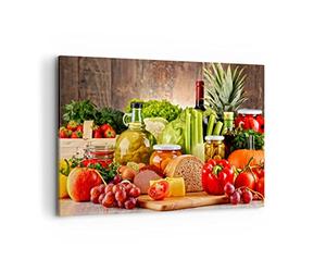 Lienzos decorativos 100x70cm Cuadro Sobre Lienzo Moderno Alimentos verduras brócoli carne Grande Dormitorio Cocina Cuadros Pared Imágenes Cuadros Decoracion Salon Wall Art Prints Decor AA100x70-3182