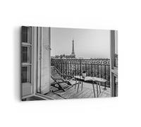 Lienzos decorativos 100x70cm Cuadro Sobre Lienzo Moderno Blanco Y Negro París Balcón Grande Dormitorio Cocina Cuadros Pared Imágenes Cuadros Decoracion Salon Wall Art Prints Decor AA100x70-4595
