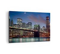 Lienzos decorativos 100x70cm Cuadro Sobre Lienzo Moderno Brooklyn puente noche nueva york ciudad Grande Dormitorio Cuadros Pared Imágenes Cuadros Decoracion Salon Wall Art Prints Decor AA100x70-0512