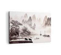 Lienzos decorativos 100x70cm Cuadro Sobre Lienzo Moderno Chino Paisaje Acuarela Grande Dormitorio Cocina Cuadros Pared Imágenes Cuadros Decoracion Salon Wall Art Prints Decor Canvas AA100x70-4265