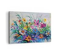 Lienzos decorativos 100x70cm Cuadro Sobre Lienzo Moderno Flores Los Colores Empasto Grande Dormitorio Cocina Cuadros Pared Imágenes Cuadros Decoracion Salon Wall Art Prints Decor Canvas AA100x70-4521