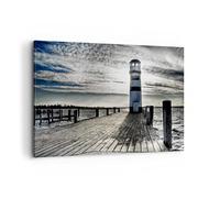 Lienzos decorativos 100x70cm Cuadro Sobre Lienzo Moderno Lago faro puente de madera el agua Grande Dormitorio Cuadros Pared Imágenes Cuadros Decoracion Salon Wall Art Prints Decor AA100x70-0330