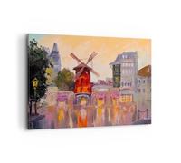 Lienzos decorativos 100x70cm Cuadro Sobre Lienzo Moderno París Admirador Moulin Rojo Grande Dormitorio Cocina Cuadros Pared Imágenes Cuadros Decoracion Salon Wall Art Prints Decor AA100x70-5216