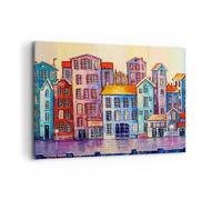 Lienzos decorativos 100x70cm Cuadro Sobre Lienzo Moderno Pedazo Casas De Vecindad Ciudad Grande Dormitorio Cocina Cuadros Pared Imágenes Cuadros Decoracion Salon Wall Art Prints Decor AA100x70-5420